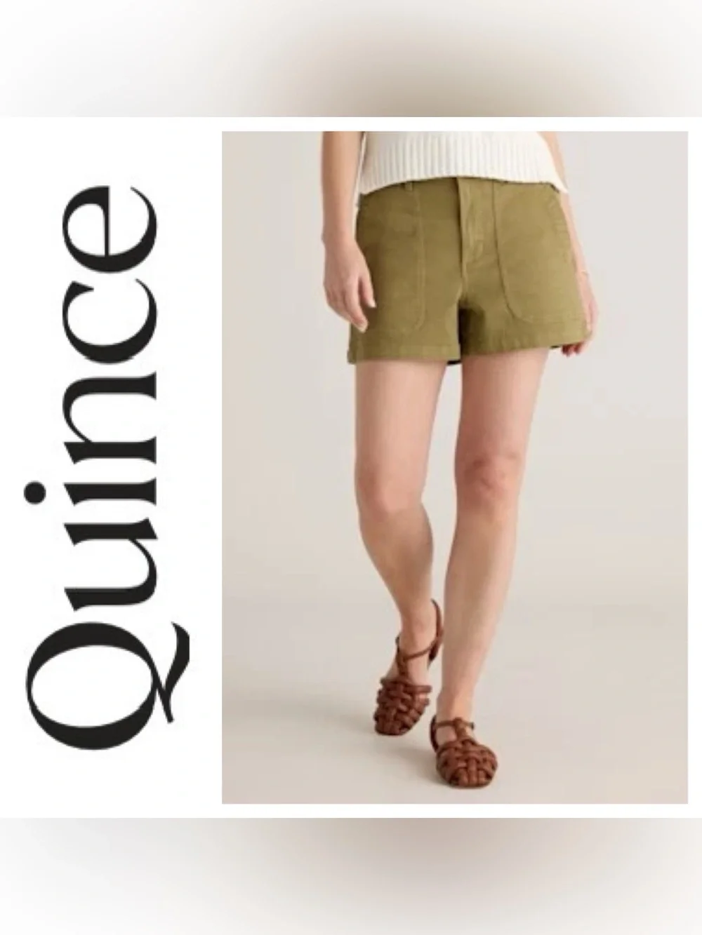 Quince Organic Stretch Twill Utility Short/Olive Size 16